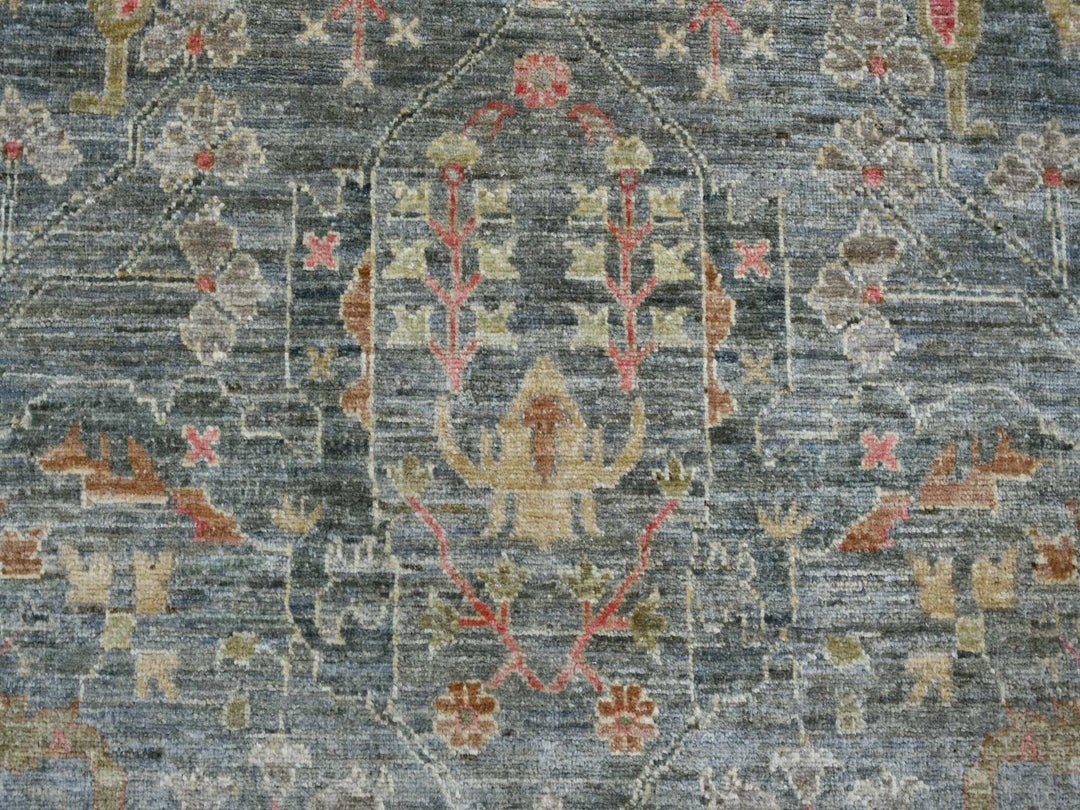 8'11" x 12'2" New Hand Knotted Grey Wool Rectangle Oriental Rug - MOA10222442