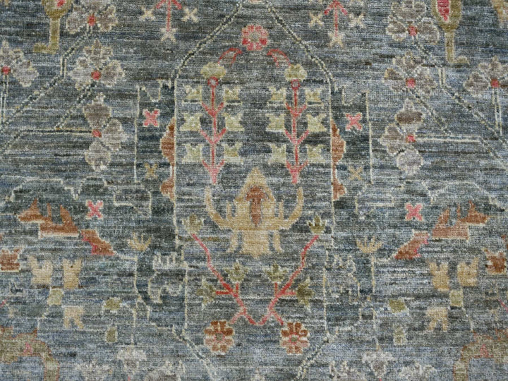 8'11" x 12'2" New Hand Knotted Grey Wool Rectangle Oriental Rug - MOA10222442