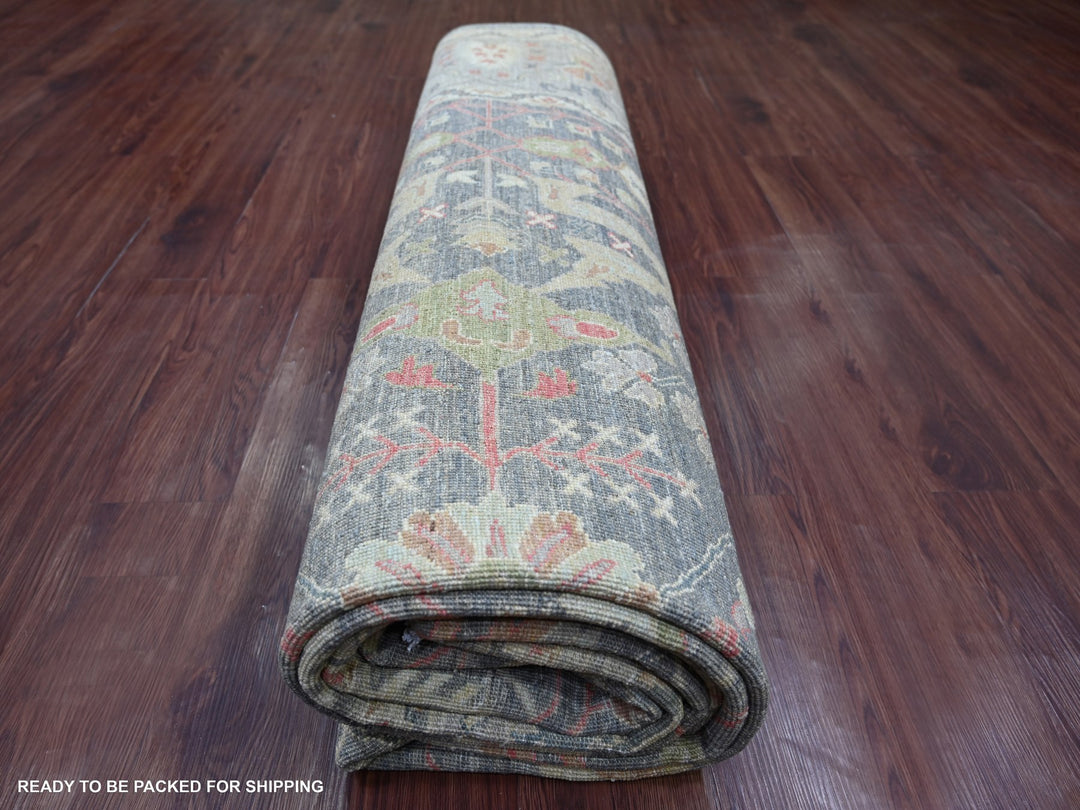 8'11" x 12'2" New Hand Knotted Grey Wool Rectangle Oriental Rug - MOA10222442