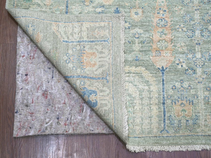 9'3" x 11'10" New Hand Knotted Green Wool Rectangle Oriental Rug - MOA10222443