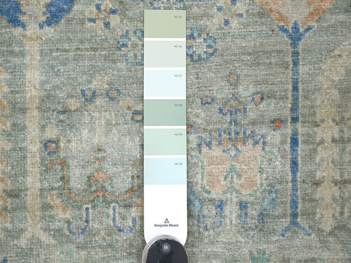 9'3" x 11'10" New Hand Knotted Green Wool Rectangle Oriental Rug - MOA10222443