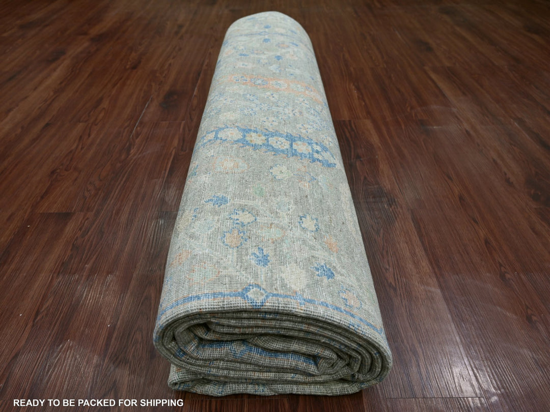 9'3" x 11'10" New Hand Knotted Green Wool Rectangle Oriental Rug - MOA10222443