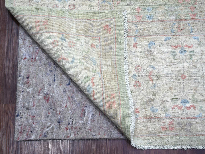 8'10" x 11'11" New Hand Knotted Green Wool Rectangle Oriental Rug - MOA10222445