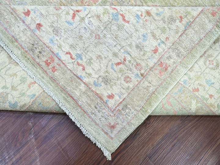 8'10" x 11'11" New Hand Knotted Green Wool Rectangle Oriental Rug - MOA10222445