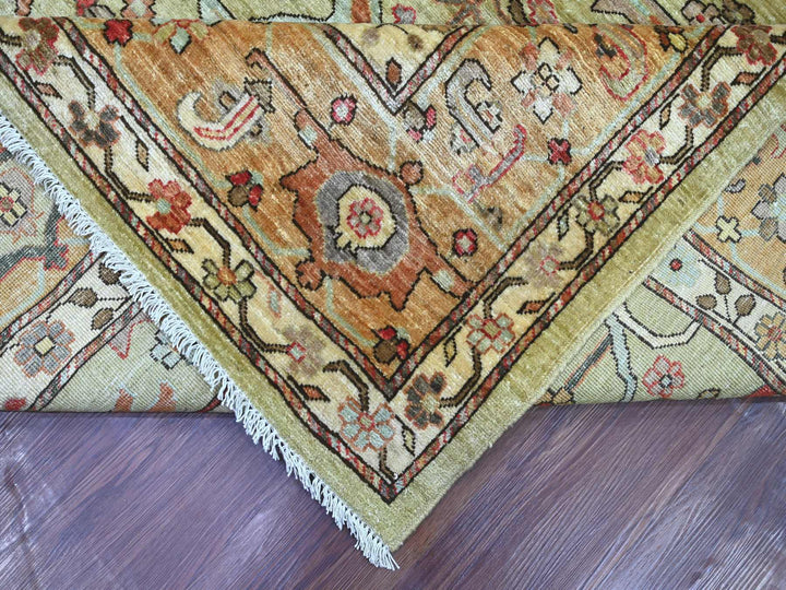 9'2" x 11'8" New Hand Knotted Green Wool Rectangle Oriental Rug - MOA10222446