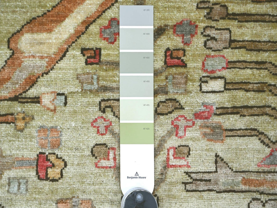 9'2" x 11'8" New Hand Knotted Green Wool Rectangle Oriental Rug - MOA10222446