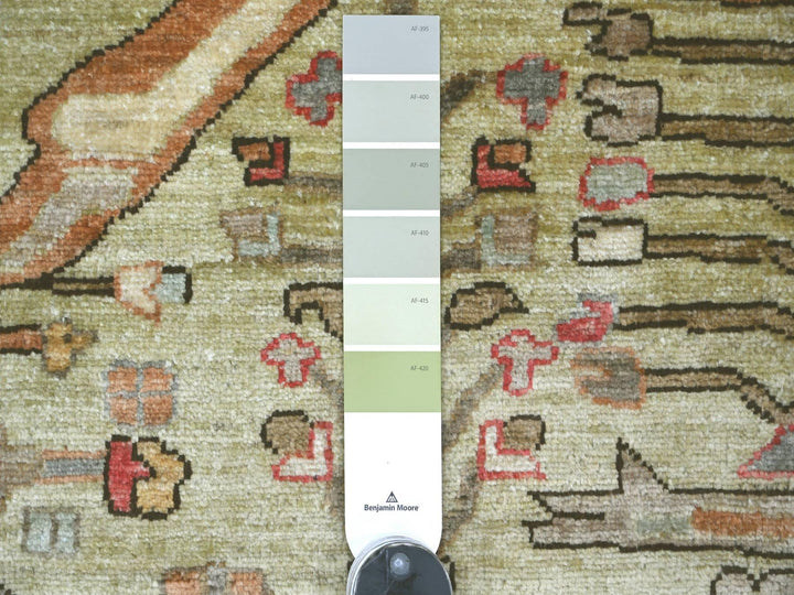 9'2" x 11'8" New Hand Knotted Green Wool Rectangle Oriental Rug - MOA10222446