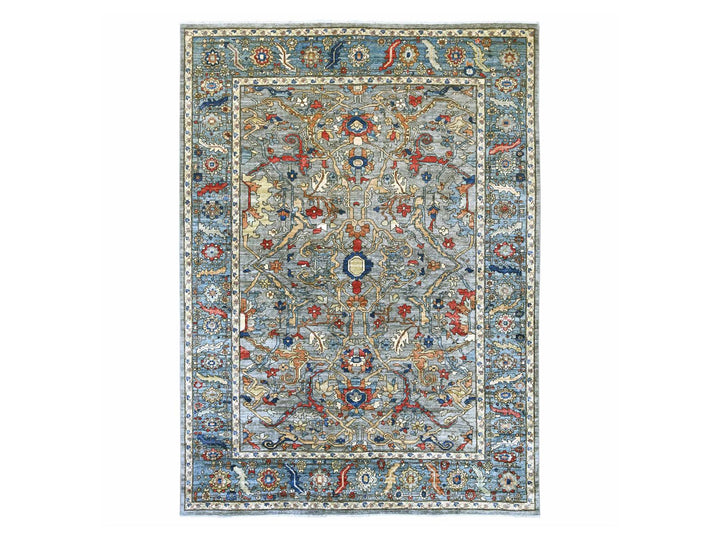 9'0" x 12'1" New Hand Knotted Grey Wool Rectangle Oriental Rug - MOA10222447