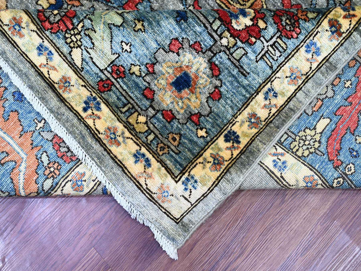 9'0" x 12'1" New Hand Knotted Grey Wool Rectangle Oriental Rug - MOA10222447