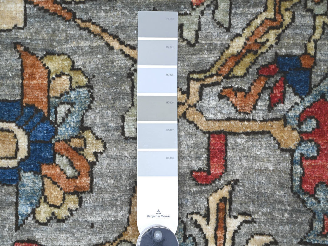 9'0" x 12'1" New Hand Knotted Grey Wool Rectangle Oriental Rug - MOA10222447