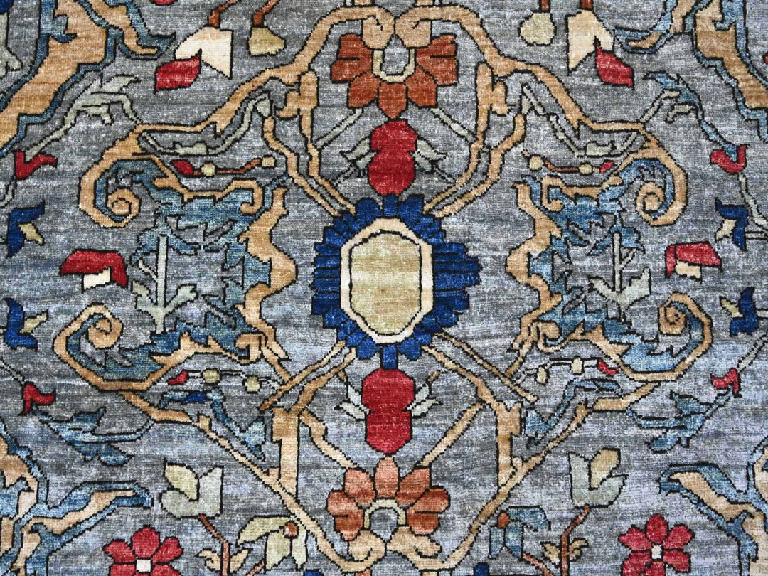 9'0" x 12'1" New Hand Knotted Grey Wool Rectangle Oriental Rug - MOA10222447