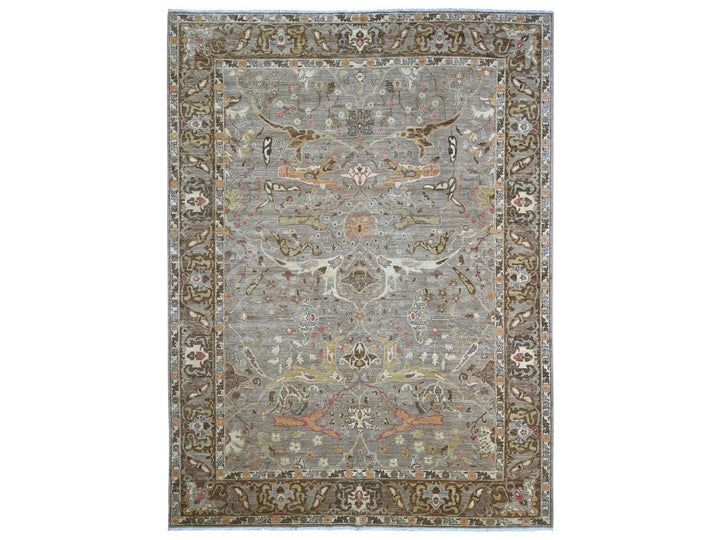 9'11" x 13'2" New Hand Knotted Grey Wool Rectangle Oriental Rug - MOA10222449