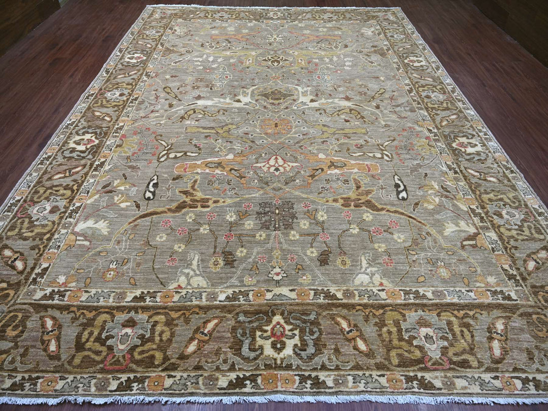 9'11" x 13'2" New Hand Knotted Grey Wool Rectangle Oriental Rug - MOA10222449