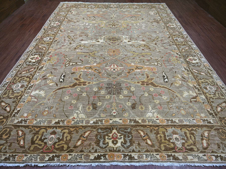 9'11" x 13'2" New Hand Knotted Grey Wool Rectangle Oriental Rug - MOA10222449