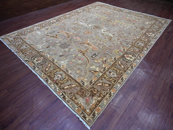 9'11" x 13'2" New Hand Knotted Grey Wool Rectangle Oriental Rug - MOA10222449