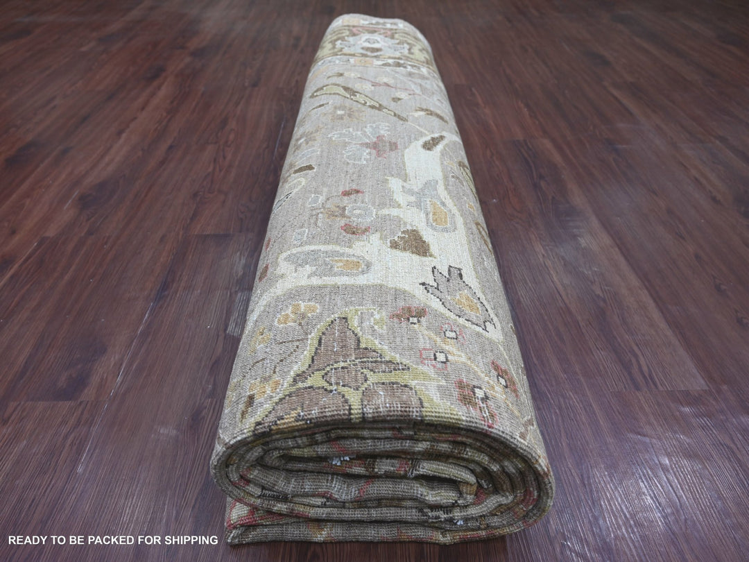 9'11" x 13'2" New Hand Knotted Grey Wool Rectangle Oriental Rug - MOA10222449