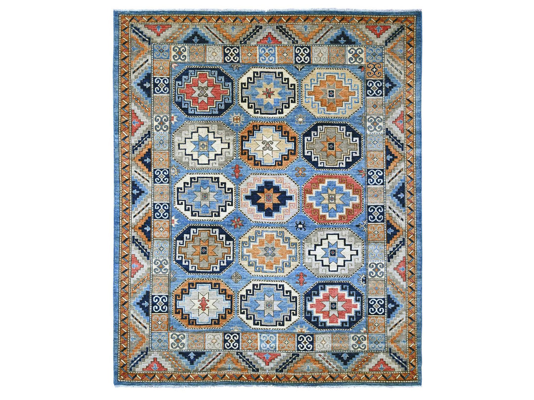 8'2" x 9'9" New Hand Knotted Blue Wool Rectangle Oriental Rug - MOA10222451