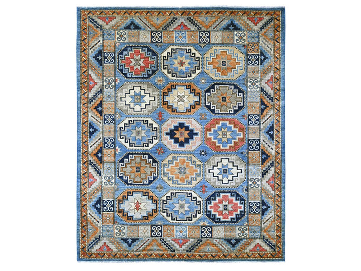 8'2" x 9'9" New Hand Knotted Blue Wool Rectangle Oriental Rug - MOA10222451