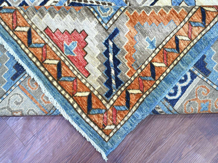 8'2" x 9'9" New Hand Knotted Blue Wool Rectangle Oriental Rug - MOA10222451