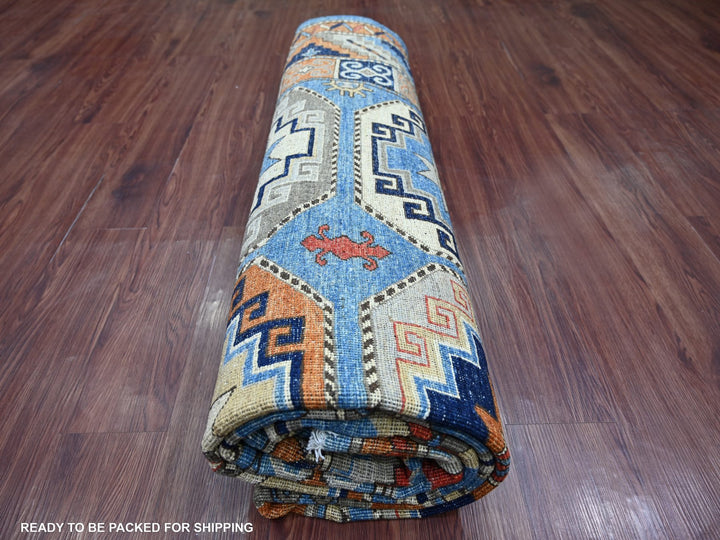 8'2" x 9'9" New Hand Knotted Blue Wool Rectangle Oriental Rug - MOA10222451