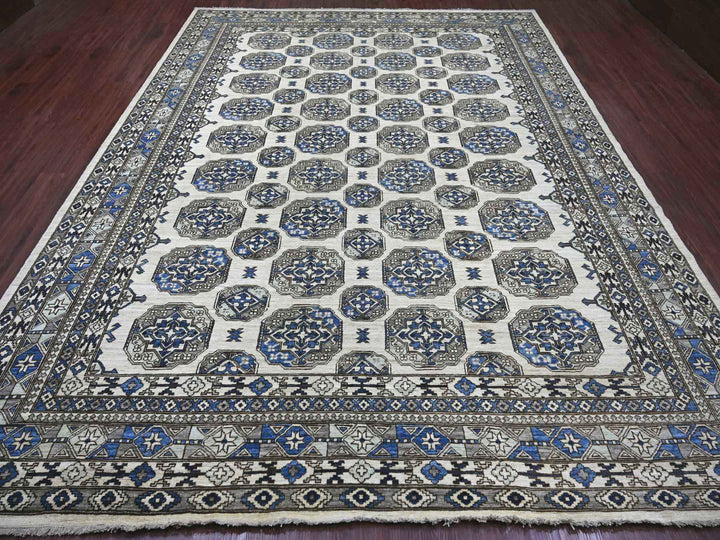 9'2" x 11'9" New Hand Knotted Ivory Wool Rectangle Oriental Rug - MOA10222452