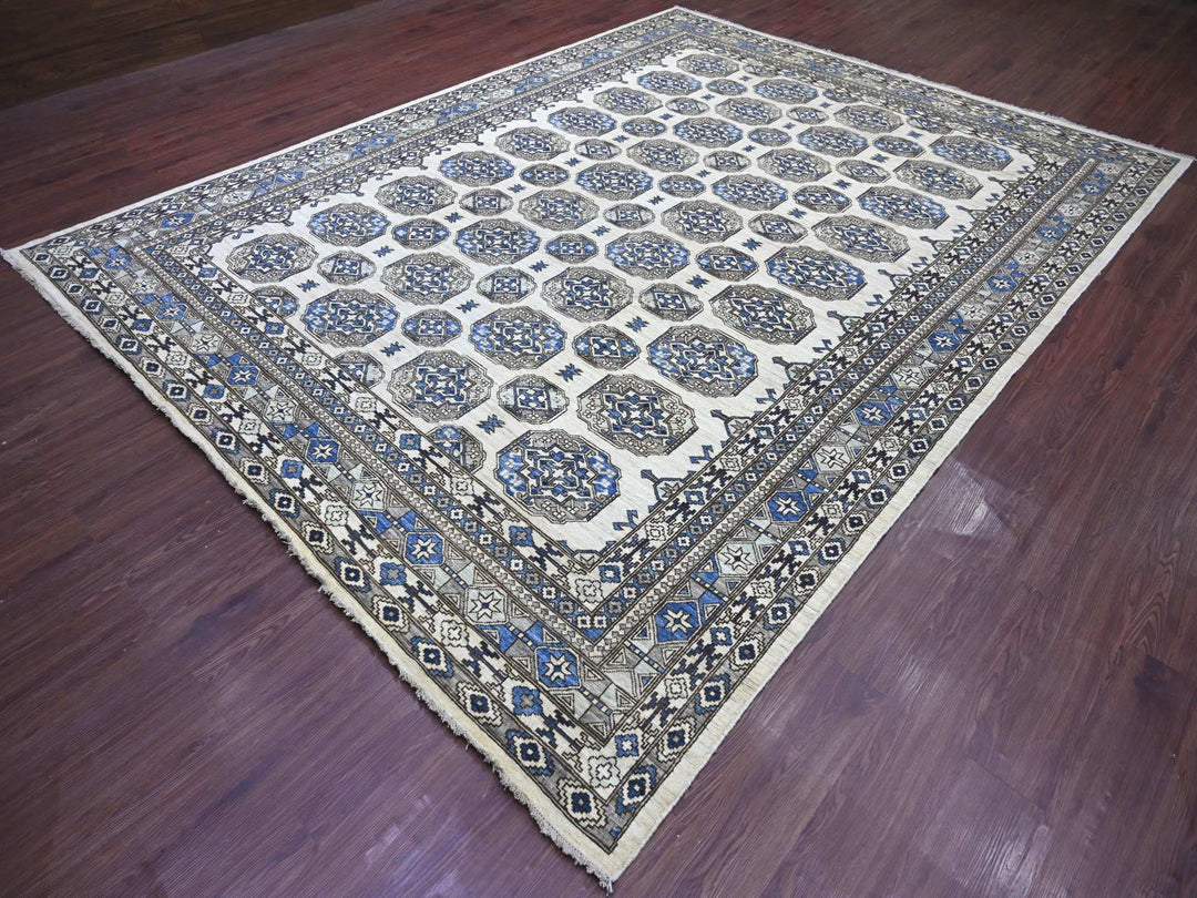 9'2" x 11'9" New Hand Knotted Ivory Wool Rectangle Oriental Rug - MOA10222452