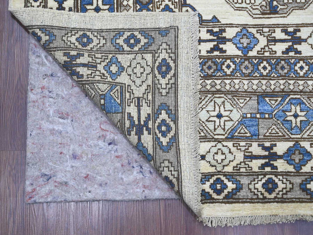 9'2" x 11'9" New Hand Knotted Ivory Wool Rectangle Oriental Rug - MOA10222452