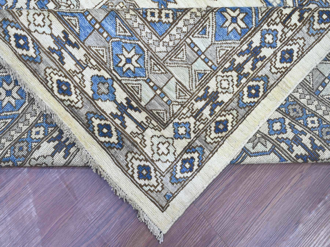 9'2" x 11'9" New Hand Knotted Ivory Wool Rectangle Oriental Rug - MOA10222452