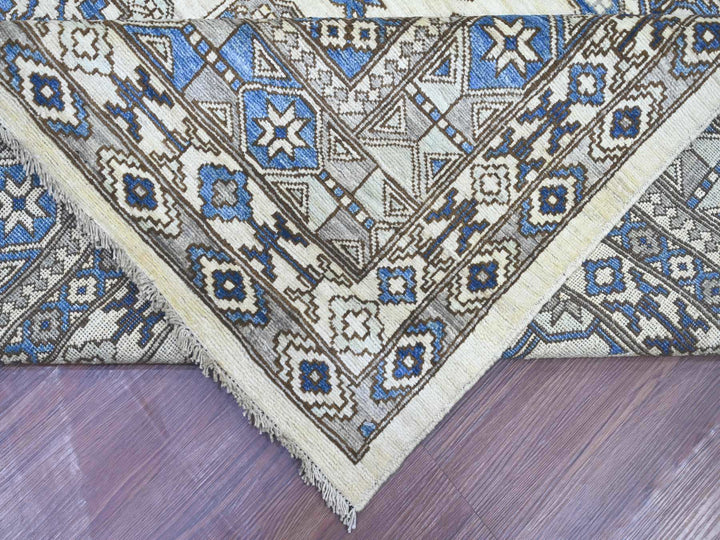 9'2" x 11'9" New Hand Knotted Ivory Wool Rectangle Oriental Rug - MOA10222452