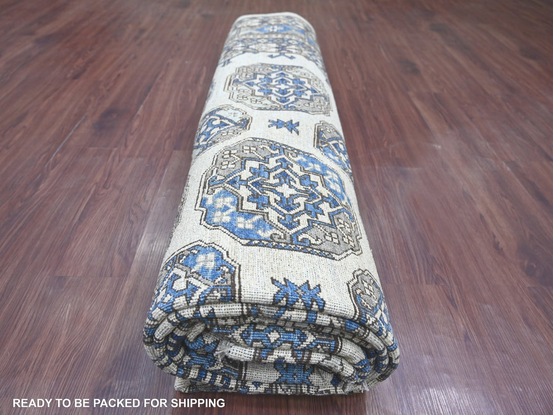9'2" x 11'9" New Hand Knotted Ivory Wool Rectangle Oriental Rug - MOA10222452