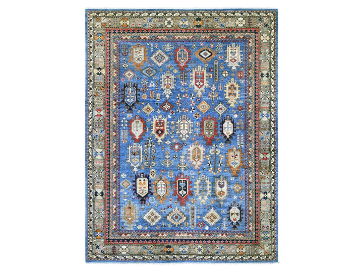 9'1" x 11'9" New Hand Knotted Blue Wool Rectangle Oriental Rug - MOA10222453