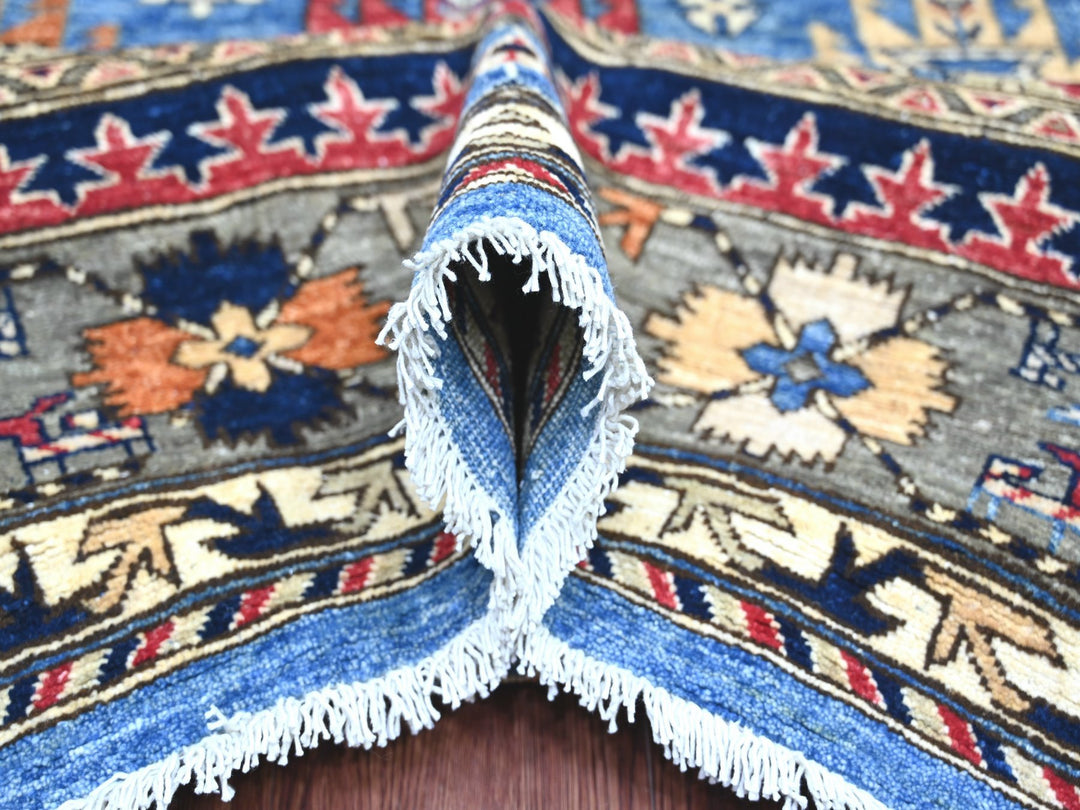 9'1" x 11'9" New Hand Knotted Blue Wool Rectangle Oriental Rug - MOA10222453