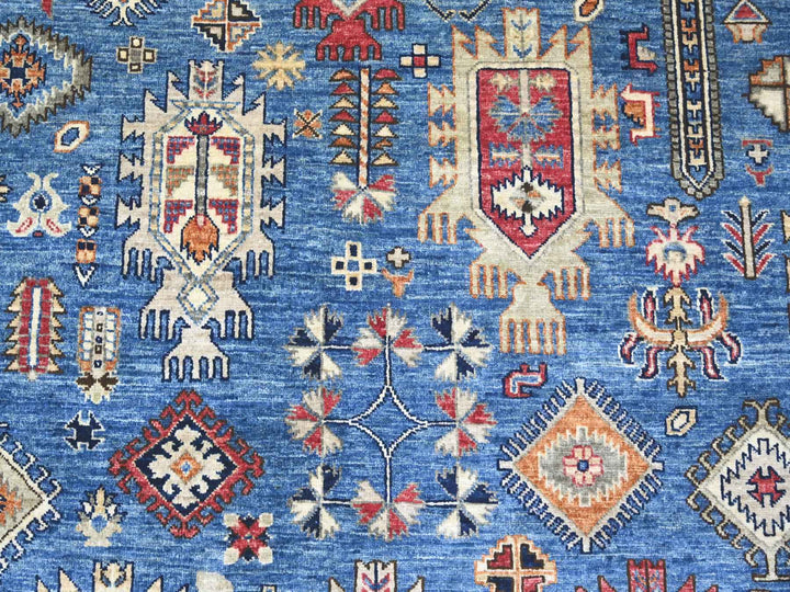 9'1" x 11'9" New Hand Knotted Blue Wool Rectangle Oriental Rug - MOA10222453