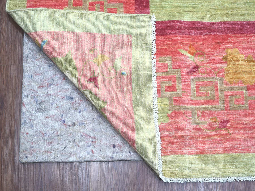 10'0" x 13'11" New Hand Knotted Green Wool Rectangle Oriental Rug - MOA10222454