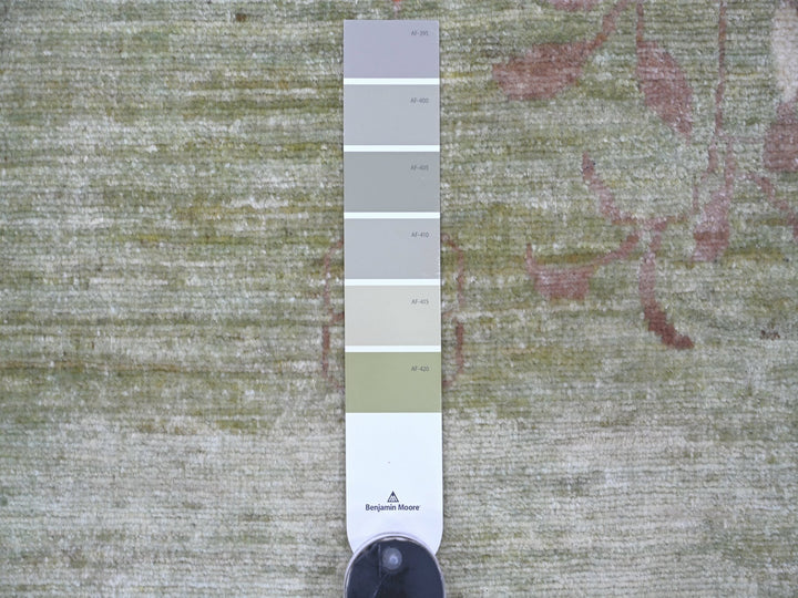 10'0" x 13'11" New Hand Knotted Green Wool Rectangle Oriental Rug - MOA10222454