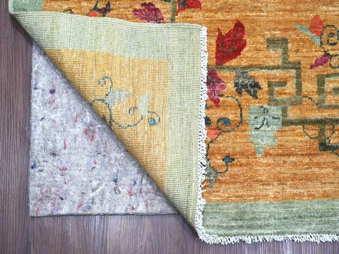 10'2" x 13'11" New Hand Knotted Green Wool Rectangle Oriental Rug - MOA10222455