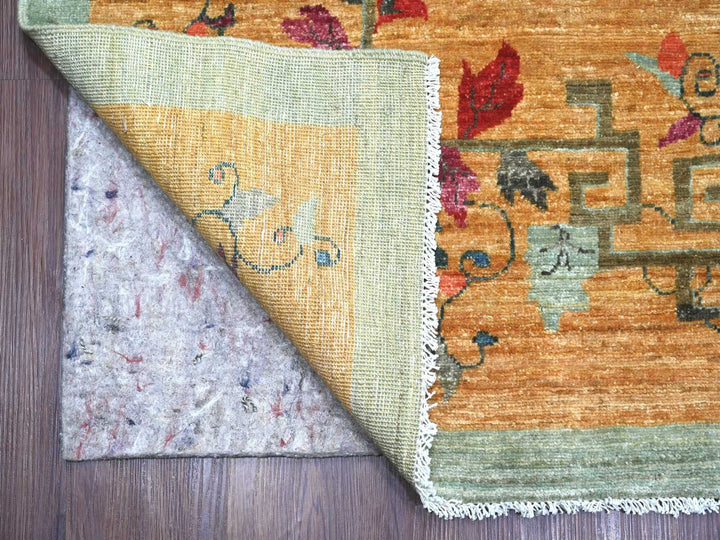 10'2" x 13'11" New Hand Knotted Green Wool Rectangle Oriental Rug - MOA10222455