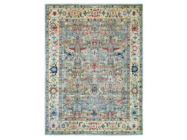 8'10" x 12'0" New Hand Knotted Grey Wool Rectangle Oriental Rug - MOA10222456
