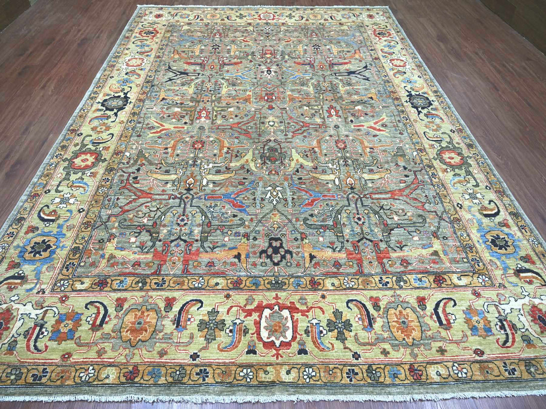 8'10" x 12'0" New Hand Knotted Grey Wool Rectangle Oriental Rug - MOA10222456