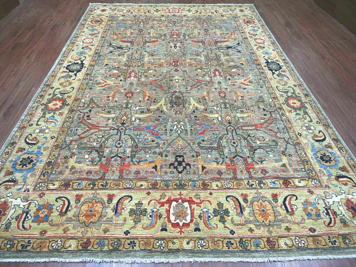 8'10" x 12'0" New Hand Knotted Grey Wool Rectangle Oriental Rug - MOA10222456