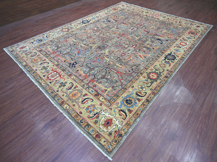 8'10" x 12'0" New Hand Knotted Grey Wool Rectangle Oriental Rug - MOA10222456