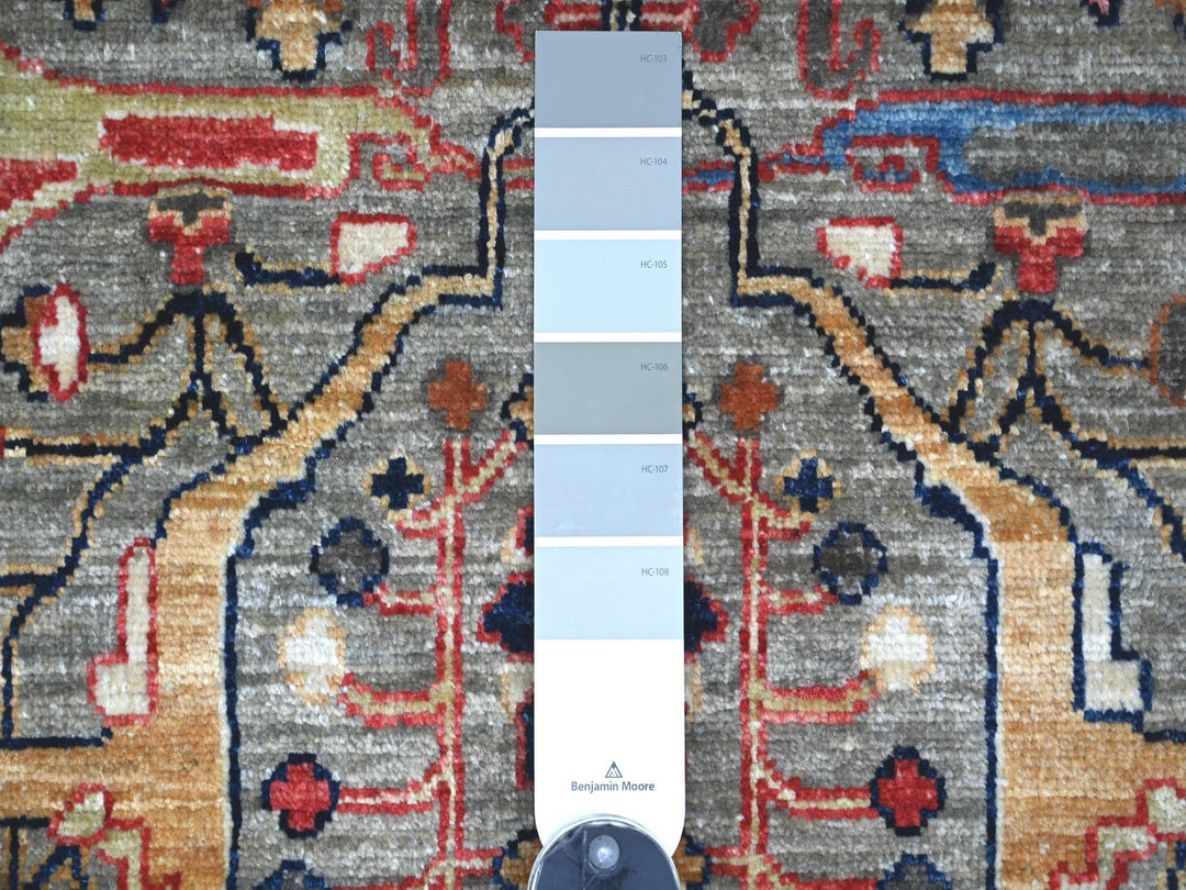 8'10" x 12'0" New Hand Knotted Grey Wool Rectangle Oriental Rug - MOA10222456