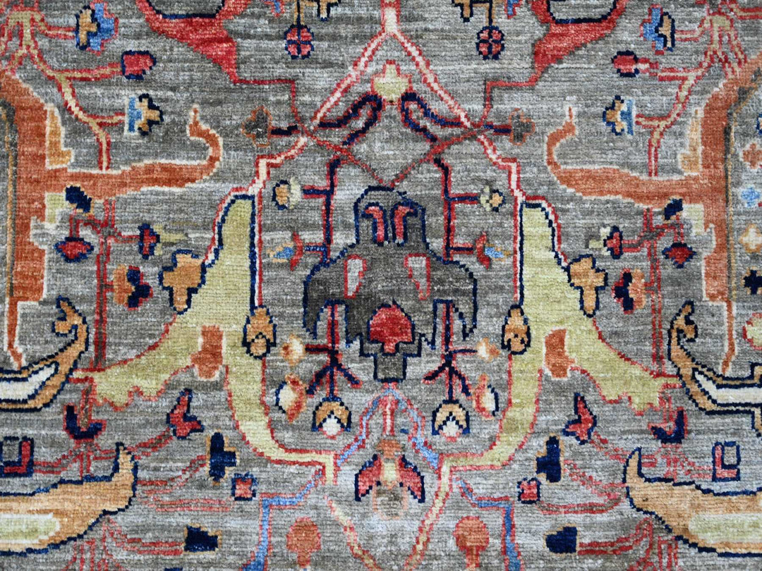 8'10" x 12'0" New Hand Knotted Grey Wool Rectangle Oriental Rug - MOA10222456
