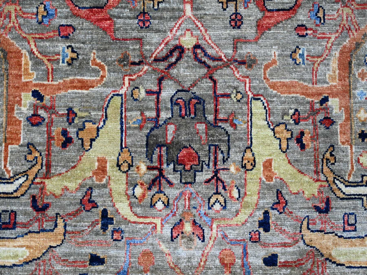 8'10" x 12'0" New Hand Knotted Grey Wool Rectangle Oriental Rug - MOA10222456