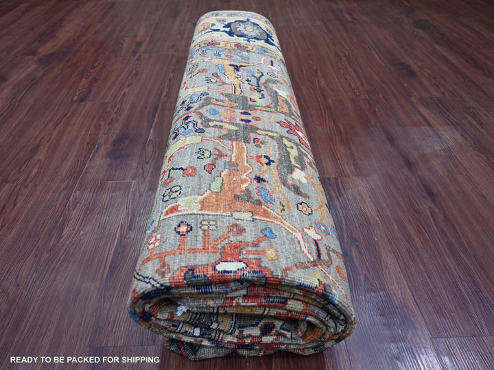8'10" x 12'0" New Hand Knotted Grey Wool Rectangle Oriental Rug - MOA10222456