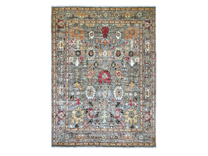 8'9" x 11'9" New Hand Knotted Grey Wool Rectangle Oriental Rug - MOA10222457
