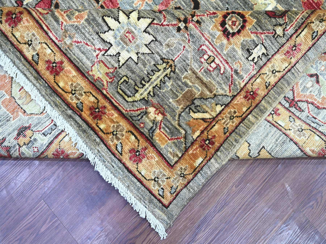 8'9" x 11'9" New Hand Knotted Grey Wool Rectangle Oriental Rug - MOA10222457