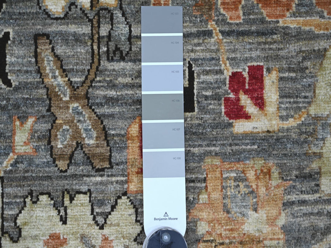 8'9" x 11'9" New Hand Knotted Grey Wool Rectangle Oriental Rug - MOA10222457