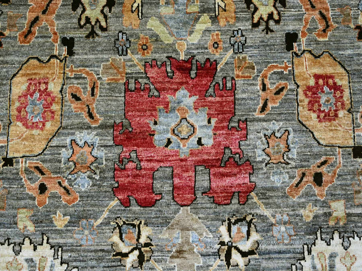 8'9" x 11'9" New Hand Knotted Grey Wool Rectangle Oriental Rug - MOA10222457