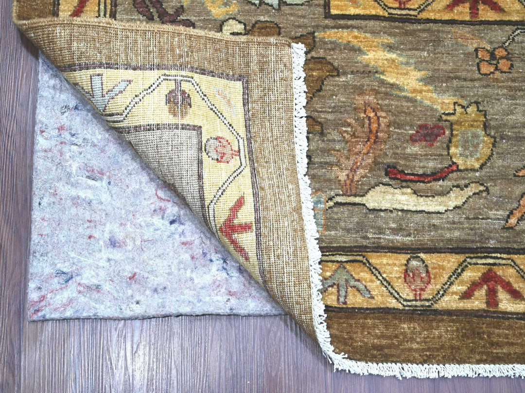 9'2" x 11'11" New Hand Knotted Brown Wool Rectangle Oriental Rug - MOA10222458